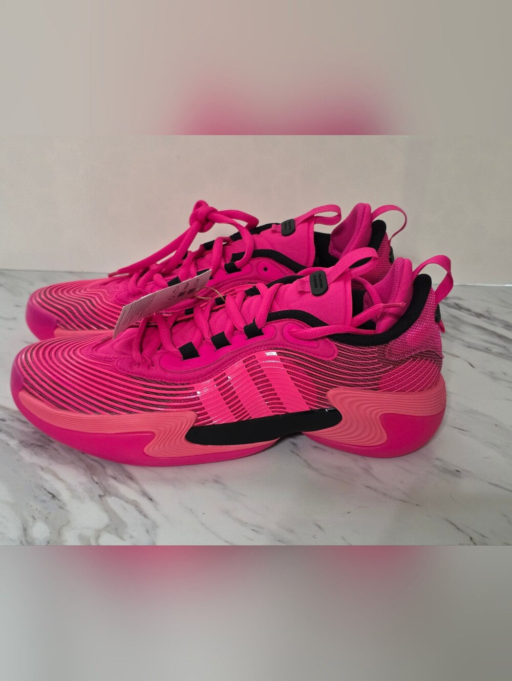 adidas Men's Bright Pink and Black Sneakers